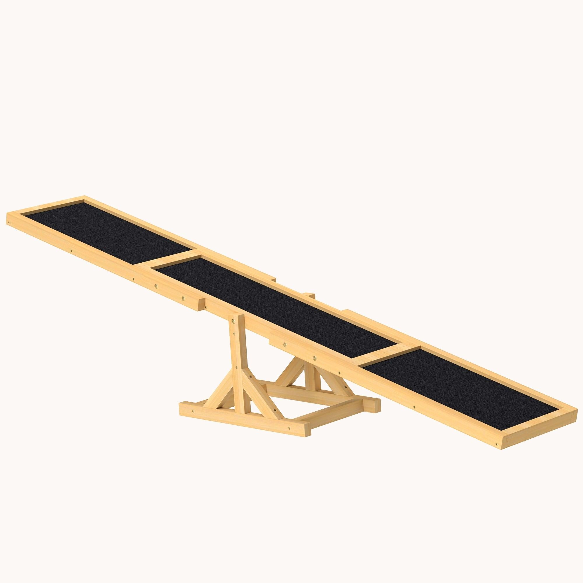 Pupstacle 71" Wooden Dog Agility Seesaw with Anti-Slip Surface Yellow