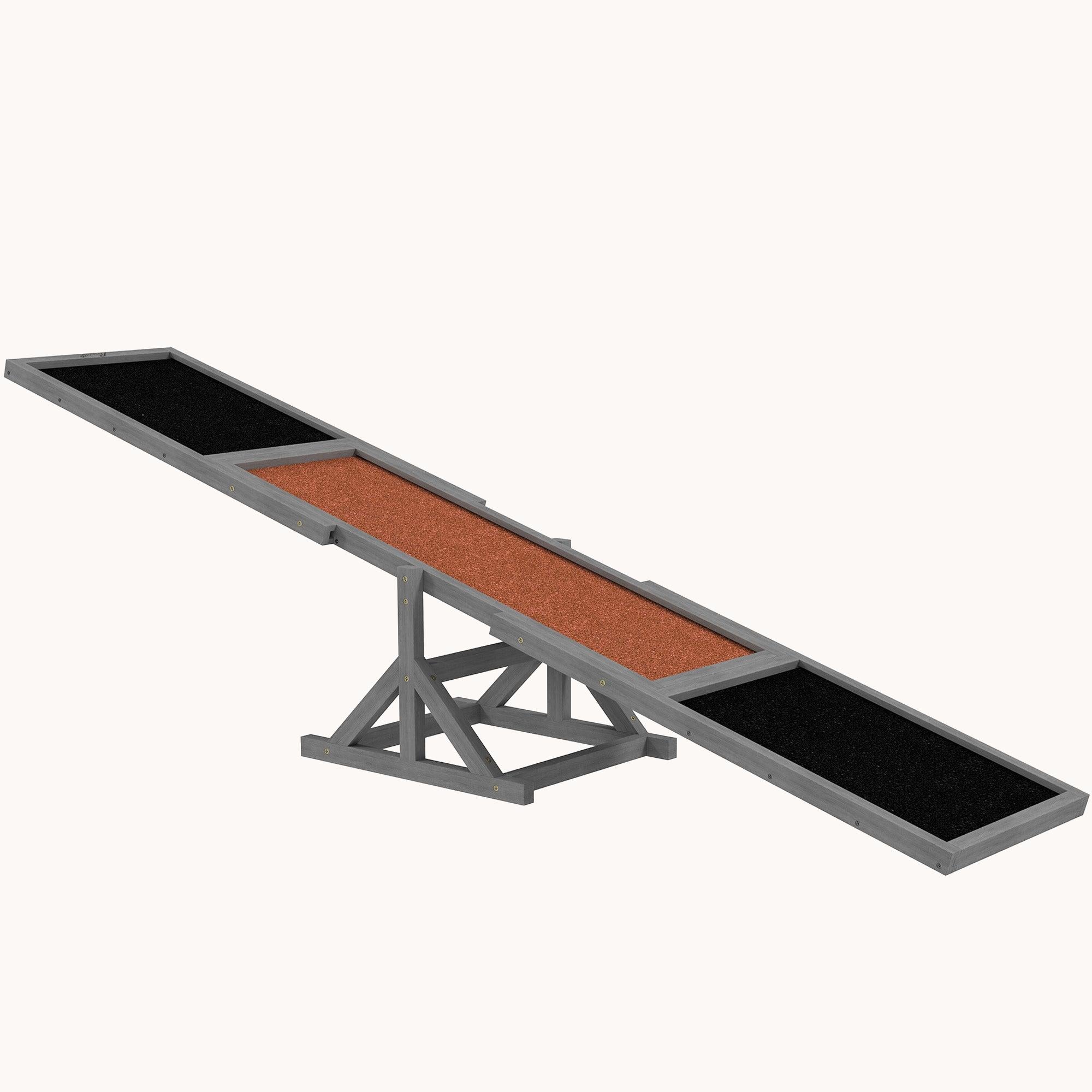 Pupstacle 83" Wooden Dog Agility Seesaw with Anti-Slip Surface Gray