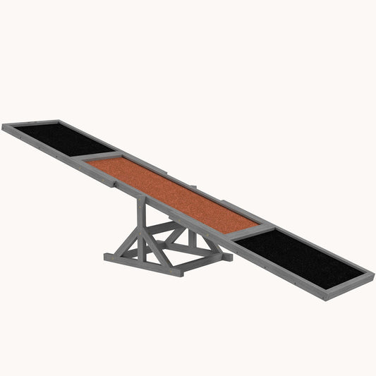 Pupstacle 83" Wooden Dog Agility Seesaw with Anti-Slip Surface Gray