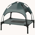 Load image into Gallery viewer, 24" Elevated Dog Bed, Outdoor Raised Mesh Pet Cot w/ Removable Canopy, Carrying Bag, Gray

