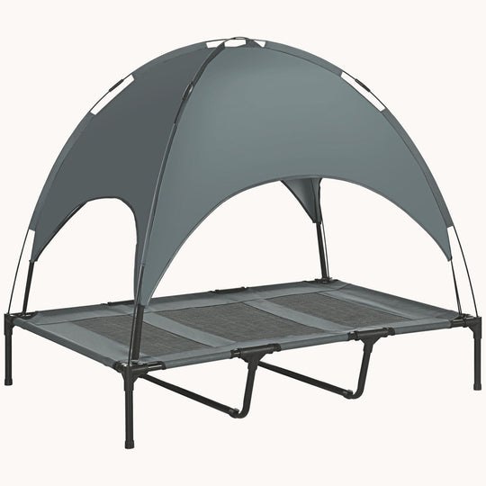 48" Elevated Dog Bed with Removable Canopy & Carrying Bag Gray