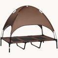 Load image into Gallery viewer, 48" Elevated Dog Bed, Outdoor Raised Mesh Pet Cot w/ Removable Canopy, Carrying Bag, Coffee
