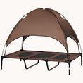 Load image into Gallery viewer, 48" Elevated Dog Bed, Outdoor Raised Mesh Pet Cot w/ Removable Canopy, Carrying Bag, Coffee
