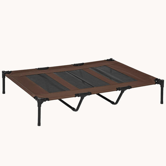 48" x 36" Elevated Dog Bed Portable Pet Cot with Metal Frame & Breathable Mesh, Tan