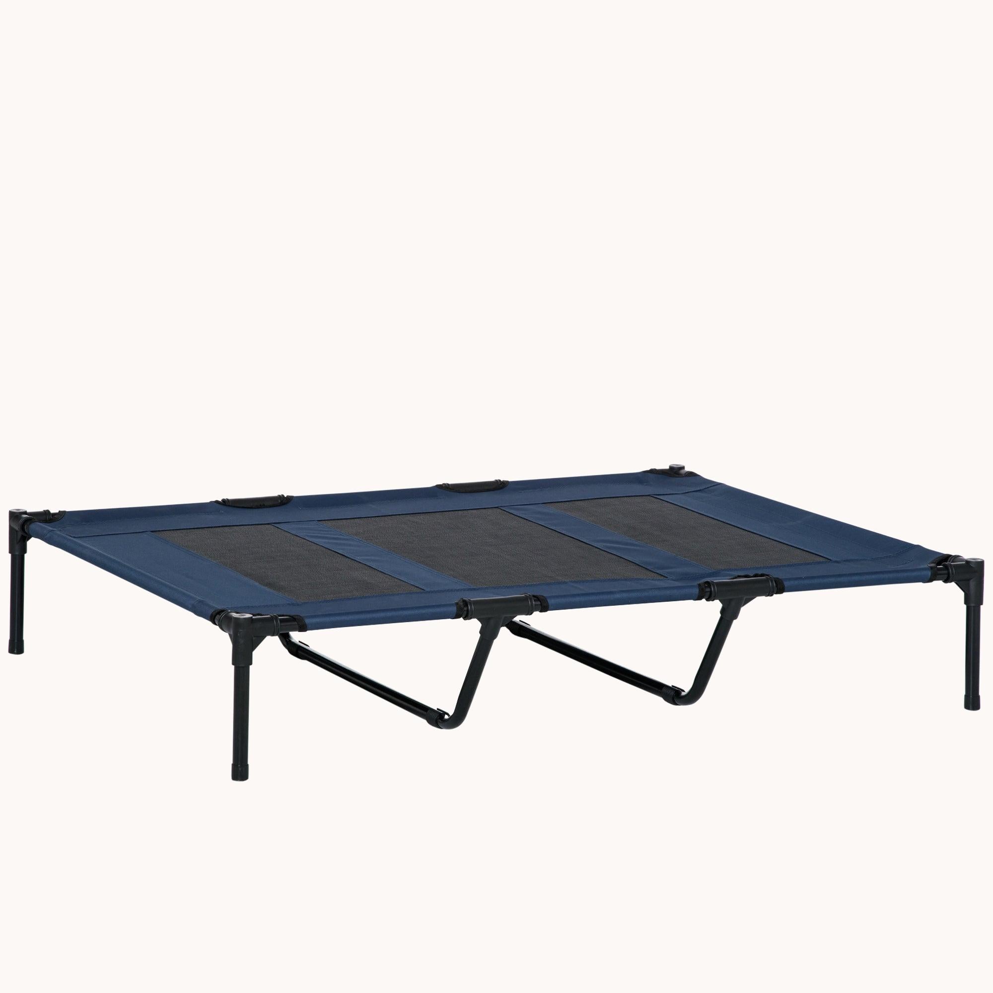 48" x 36" Elevated Dog Bed Portable Pet Cot with Metal Frame & Breathable Mesh, Dark Blue