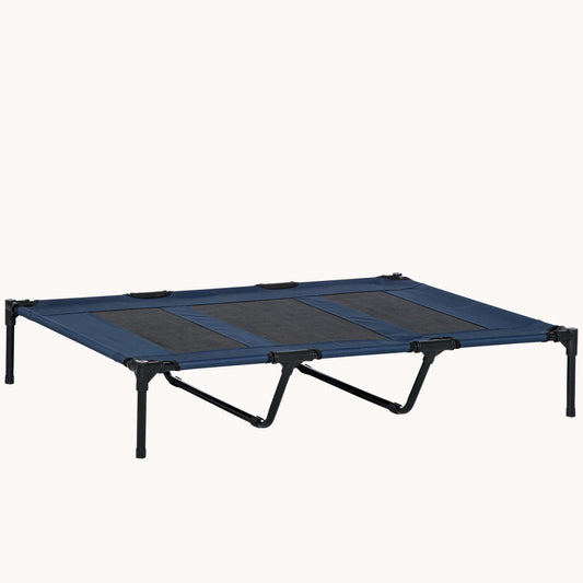 48" x 36" Elevated Dog Bed Portable Pet Cot with Metal Frame & Breathable Mesh, Dark Blue