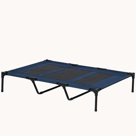 48" x 36" Elevated Dog Bed Portable Pet Cot with Metal Frame & Breathable Mesh, Dark Blue