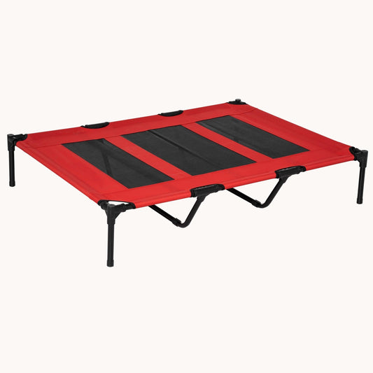 48" x 36" Elevated Dog Bed Portable Pet Cot with Metal Frame & Breathable Mesh, Red