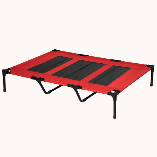 48" x 36" Elevated Dog Bed Portable Pet Cot with Metal Frame & Breathable Mesh, Red