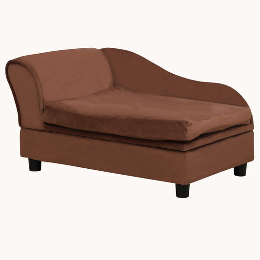 Dog Couch with Hidden Storage & Soft 2" Foam for Small Dogs Brown