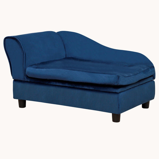 Dog Couch with Hidden Storage & Soft 2" Foam, for Small Dogs, Blue