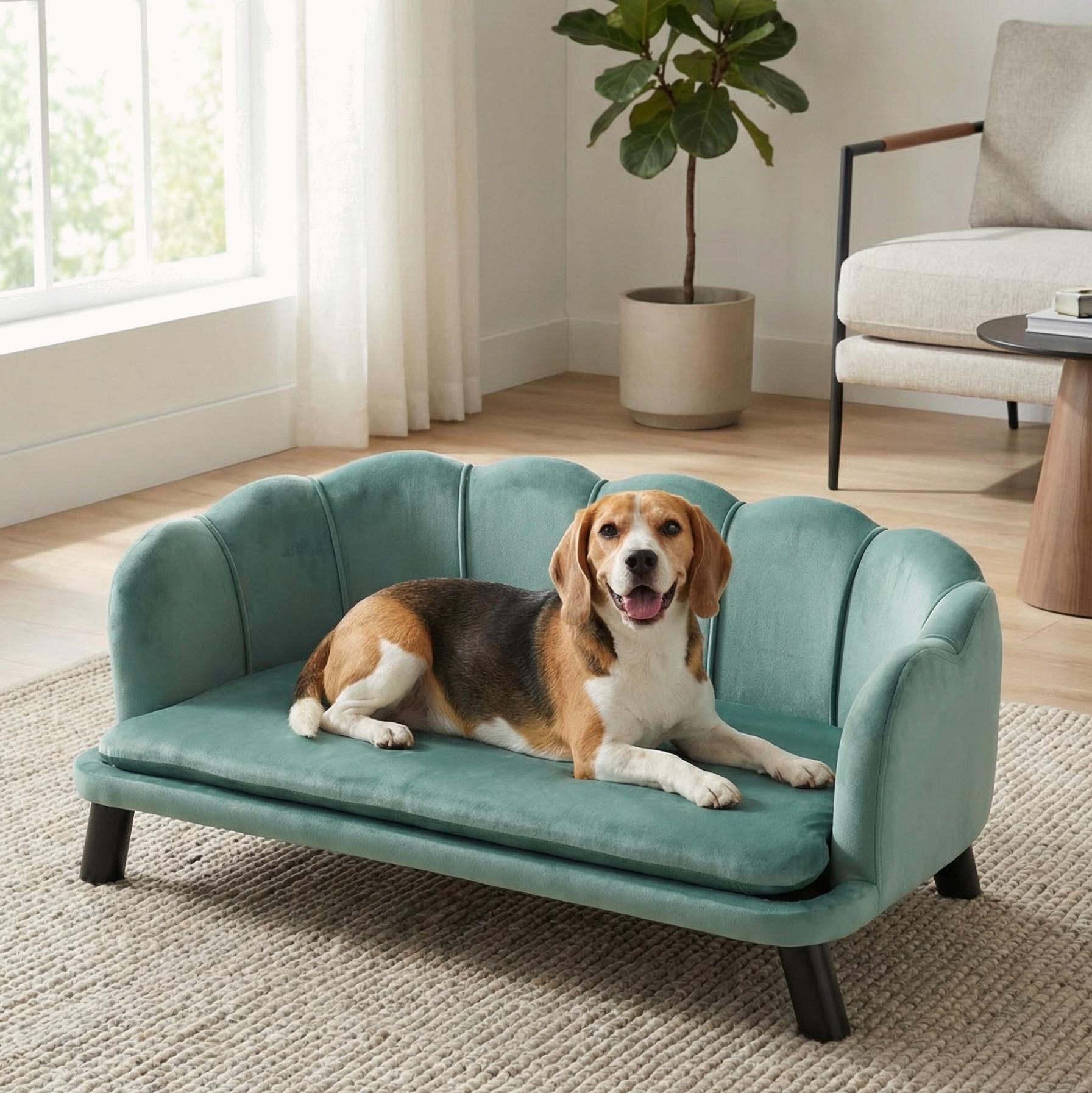 Pearl Design Dog Couch with Foam Cushion for Medium & Large Sized Dogs Green