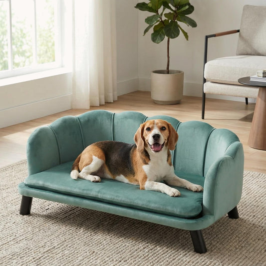 Pearl Design Dog Couch with Foam Cushion for Medium & Large Sized Dogs Green