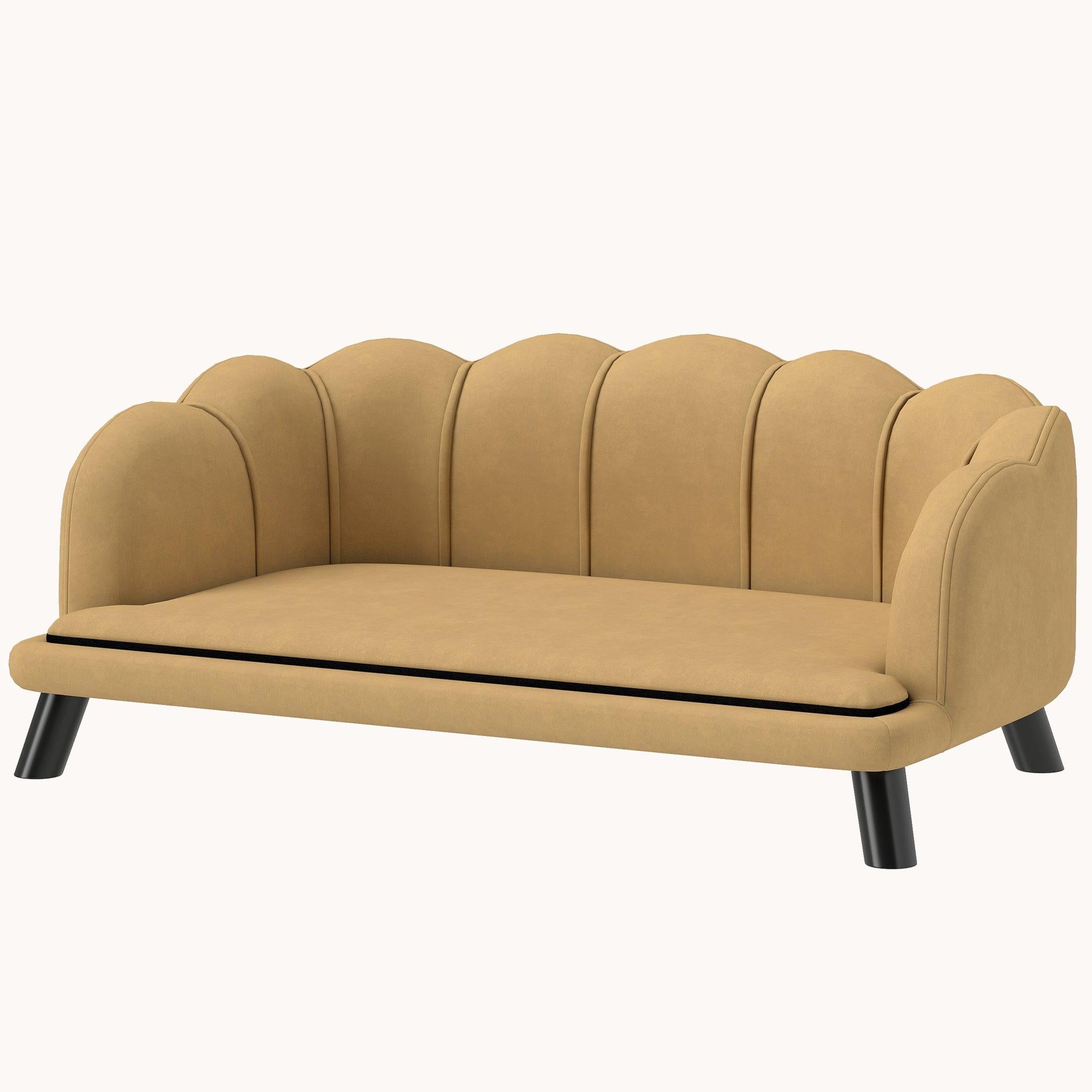 Pearl Plush Velvet Dog Sofa Elegant Comfort for Large Dogs Coffee