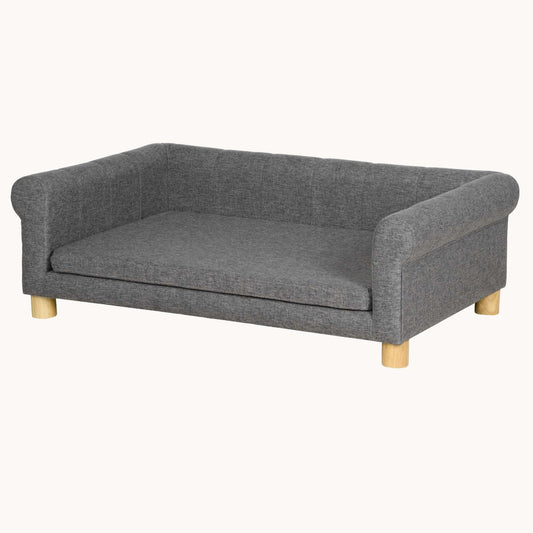 Elevated Pet Couch with Removable Seat Cushion, for M, l Dogs or Cats, Dark Gray
