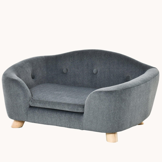 Luxurious Dog Sofa for Mini Dogs, Cats with Washable Foam Cushion, Waterproof Cover, Gray