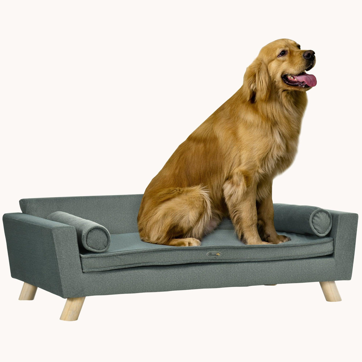 Dog Couch with Pillows, Pet Sofa with Removable Washable Cushion & Waterproof Fabric, Gray