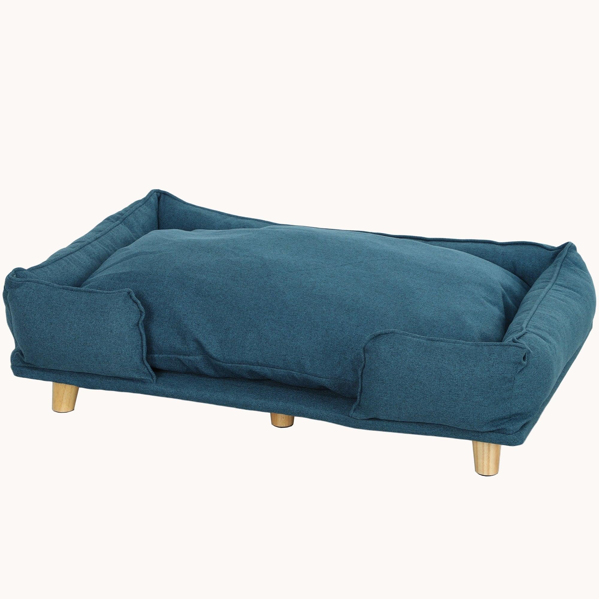 Elevated Comfort Blue Dog Sofa Bed with Thick Cushion for Large-Sized Dogs Dark Blue