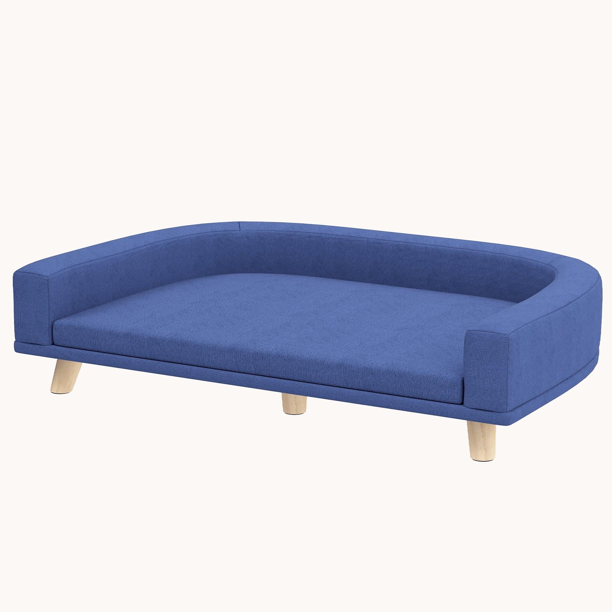 Luxury Plush Pet Sofa Bed for Large Dogs Blue