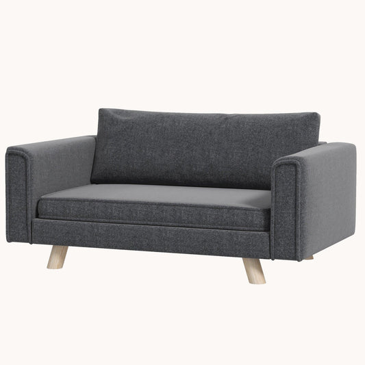 Modern Elevated Pet Sofa with Seat and Back Cushions, for Small and Medium Dogs, Gray