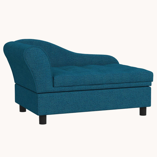 Dog Sofa, Elevated Pet Bed for Small Dogs, with Hidden Storage, Dark Blue