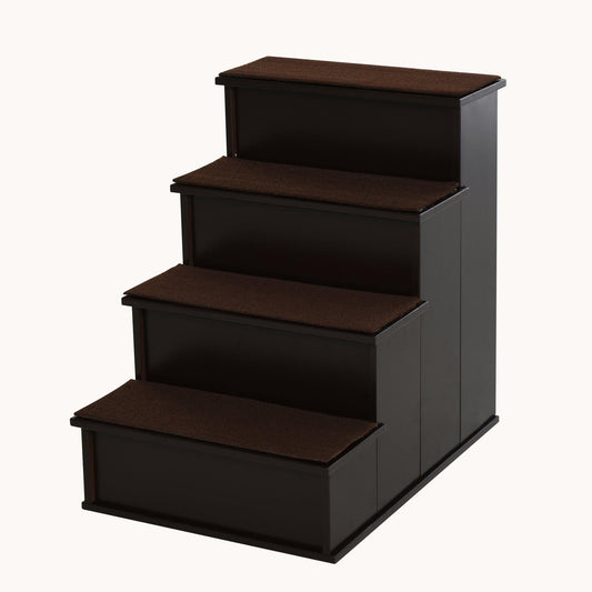20" Small Pet Stairs with Removable Cushioned Cover for Cats & Dogs up to 22 lbs, Brown