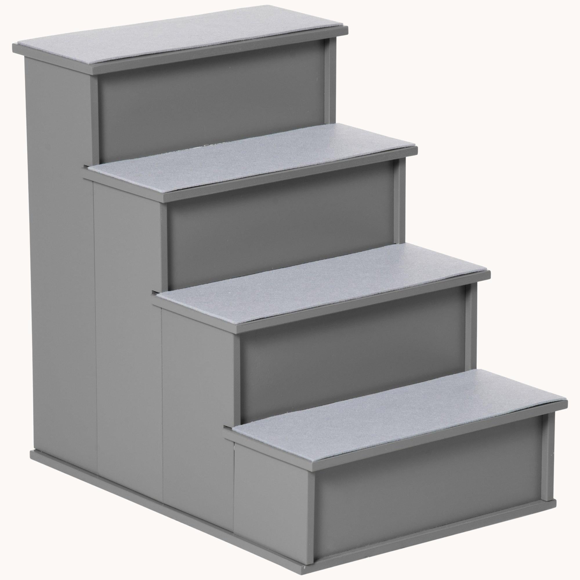 Small Pet Stairs with Removable Cushioned Cover for Dogs & Cats Up to 22 lbs, Grey