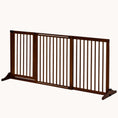 Load image into Gallery viewer, 3-Panel Adjustable Wooden Pet Gate with Lockable Door, Brown, 44.5"-65.25" L x14.25" H
