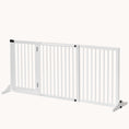 Load image into Gallery viewer, 3-Panel Adjustable Wooden Pet Gate with Lockable Door, White, 44.5"-65.25" L x14.25" H
