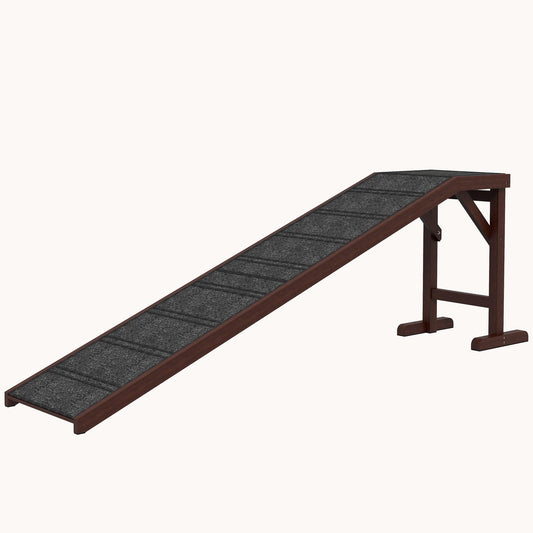 74"x16"x25" Dog Ramp with Non-Slip Carpet & Bed Platform - Brown
