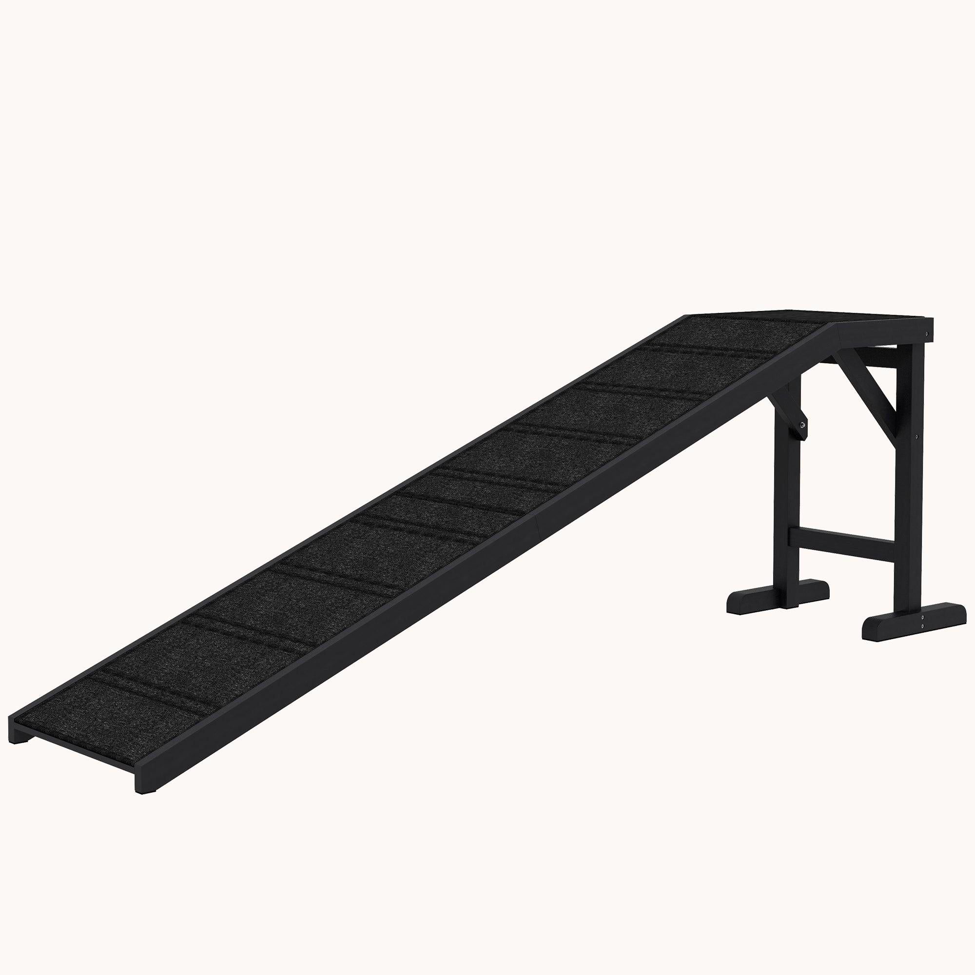 74"x16"x25" Dog Ramp with Non-Slip Carpet & Top Platform Black