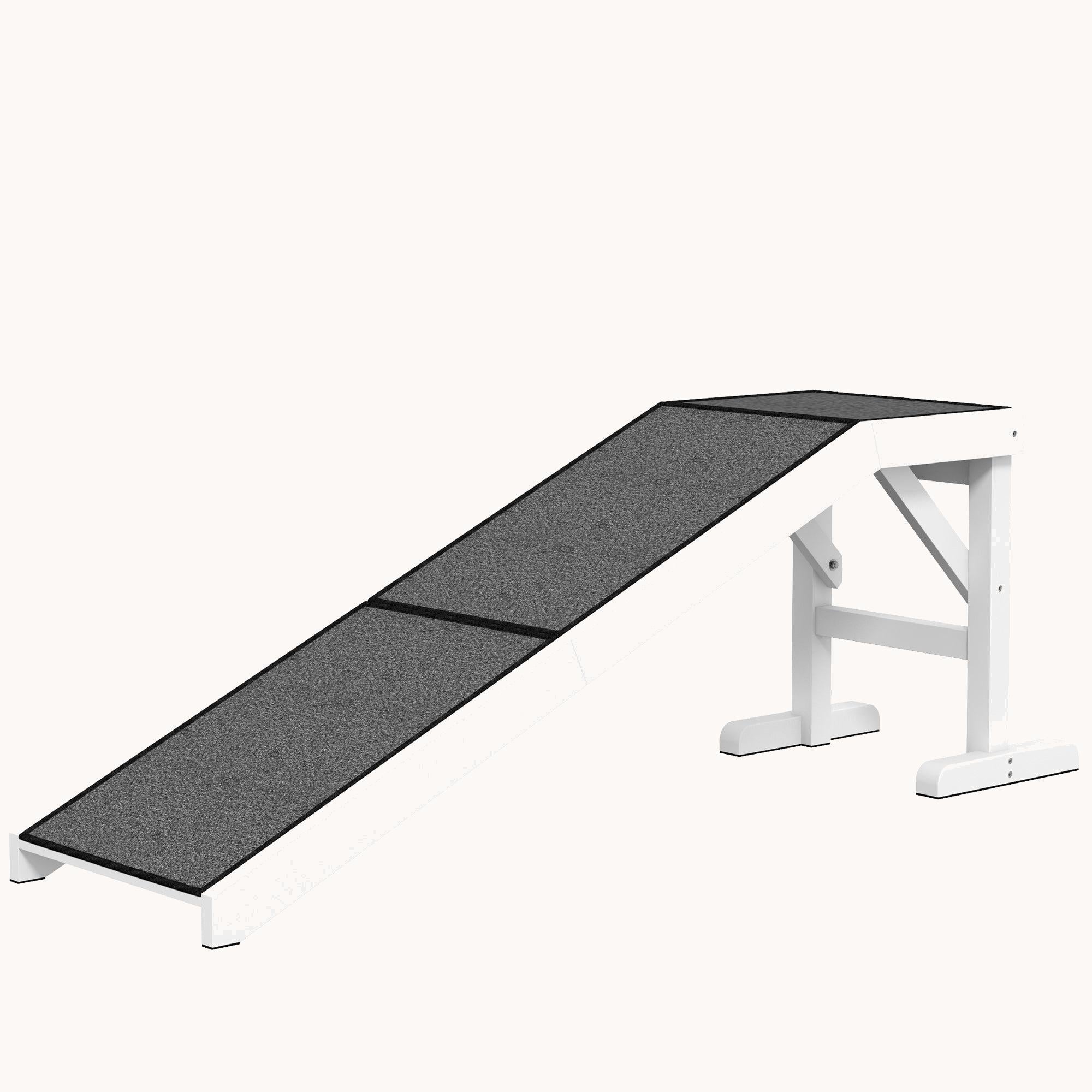 60"x16"x20" Dog Ramp with Non-Slip Carpet & Top Platform for Beds, White