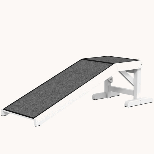 49"x16"x14" Dog Ramp for Bed with Non-Slip Carpet & Top Platform, White