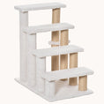 Load image into Gallery viewer, 4-Level Carpeted Cat Steps with Scratching Posts & Side Ledge for High Bed, Sofa, White
