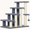 Load image into Gallery viewer, 4-Level Carpeted Cat Steps with Scratching Posts & Side Ledge for High Bed, Sofa, Gray
