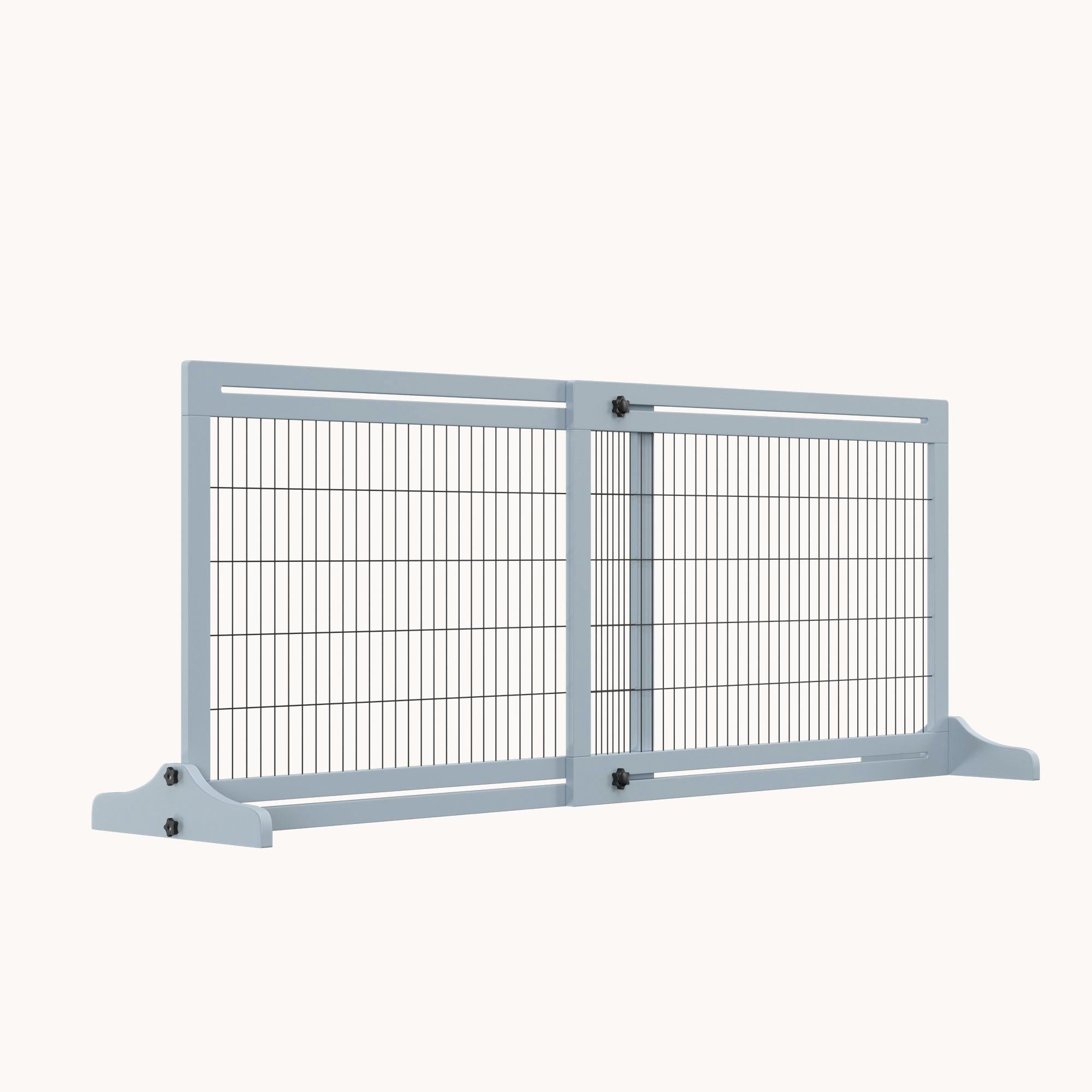 Extra Wide Freestanding Pet Gate with Adjustable Length, Barrier for Dog, Cat, Gray