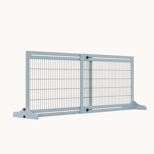 Extra Wide Freestanding Pet Gate with Adjustable Length, Barrier for Dog, Cat, Gray