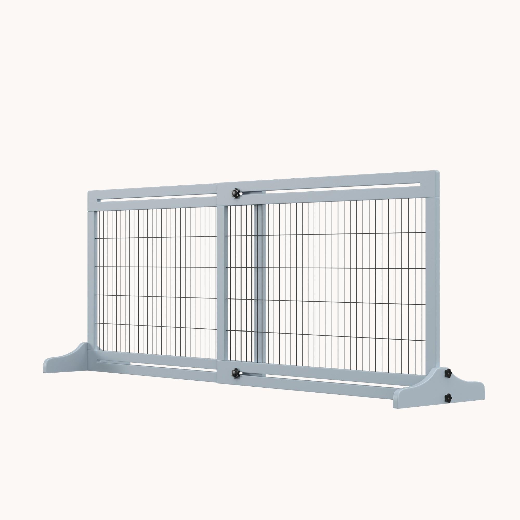 Extra Wide Freestanding Pet Gate with Adjustable Length, Barrier for Dog, Cat, Gray