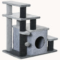 Load image into Gallery viewer, 3/4-Step Cat Steps with Adjustable-Height, Scratching Post, Condo & Toy Ball, Gray
