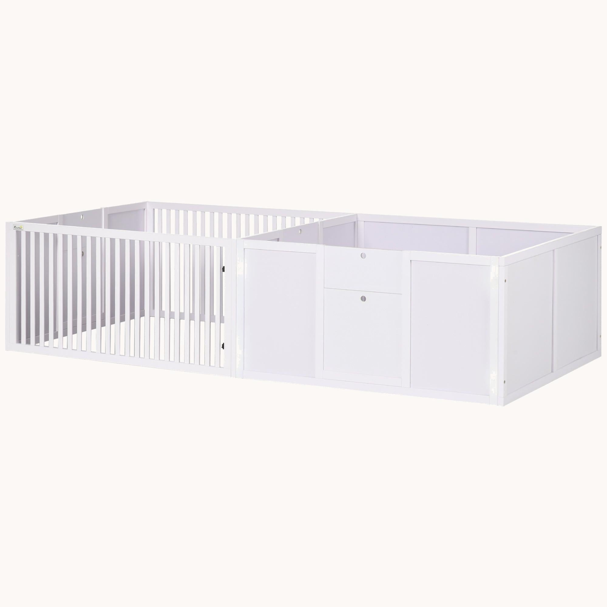 Whelping Box for Dogs amd Puppies with Removable Doors, 81" x 39" x 20", White