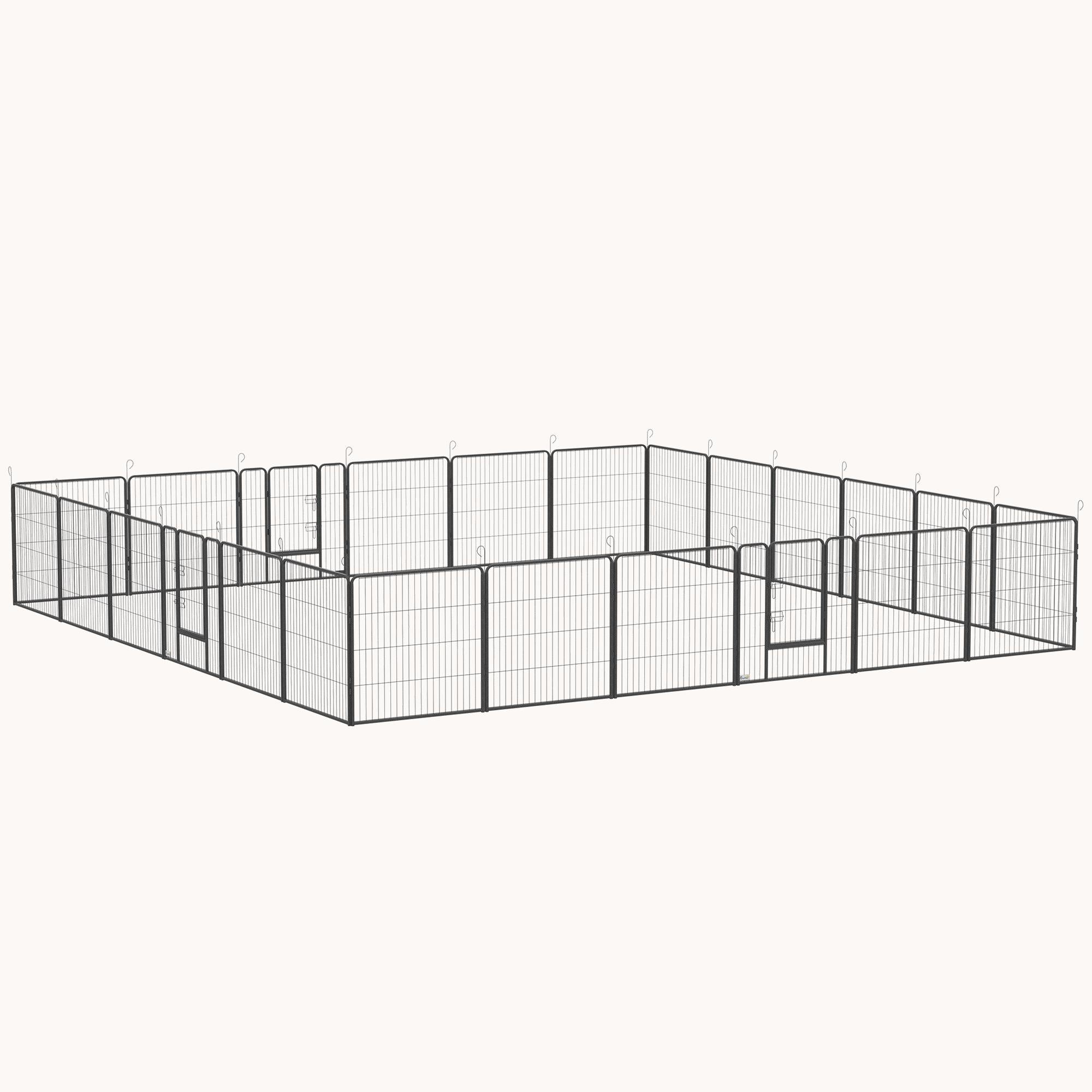 24 Panel Dog Fence for Small and Medium Dogs with Lockable Door, 15.7' x 15.7' x 2.6'