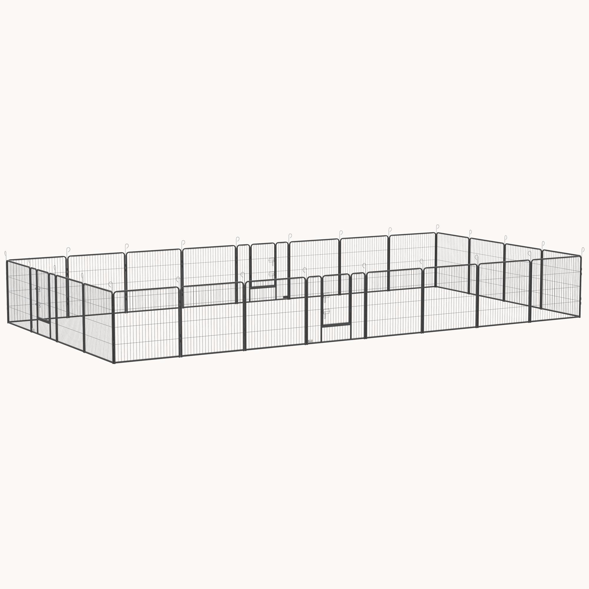 24 Panel Dog Fence for Small and Medium Dogs with Lockable Door, 15.7' x 15.7' x 2.6'
