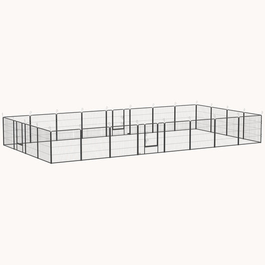 24 Panel Dog Fence for Small and Medium Dogs with Lockable Door, 15.7' x 15.7' x 2.6'