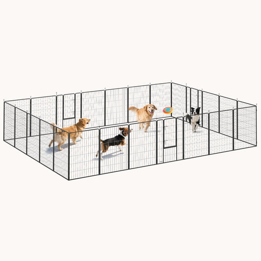 44.5" H 24 Panels Customizable Indoor/Outdoor Dog Playpen with Lockable Door