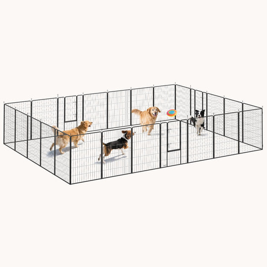 44.5" H 24 Panels Customizable Indoor/Outdoor Dog Playpen with Lockable Door