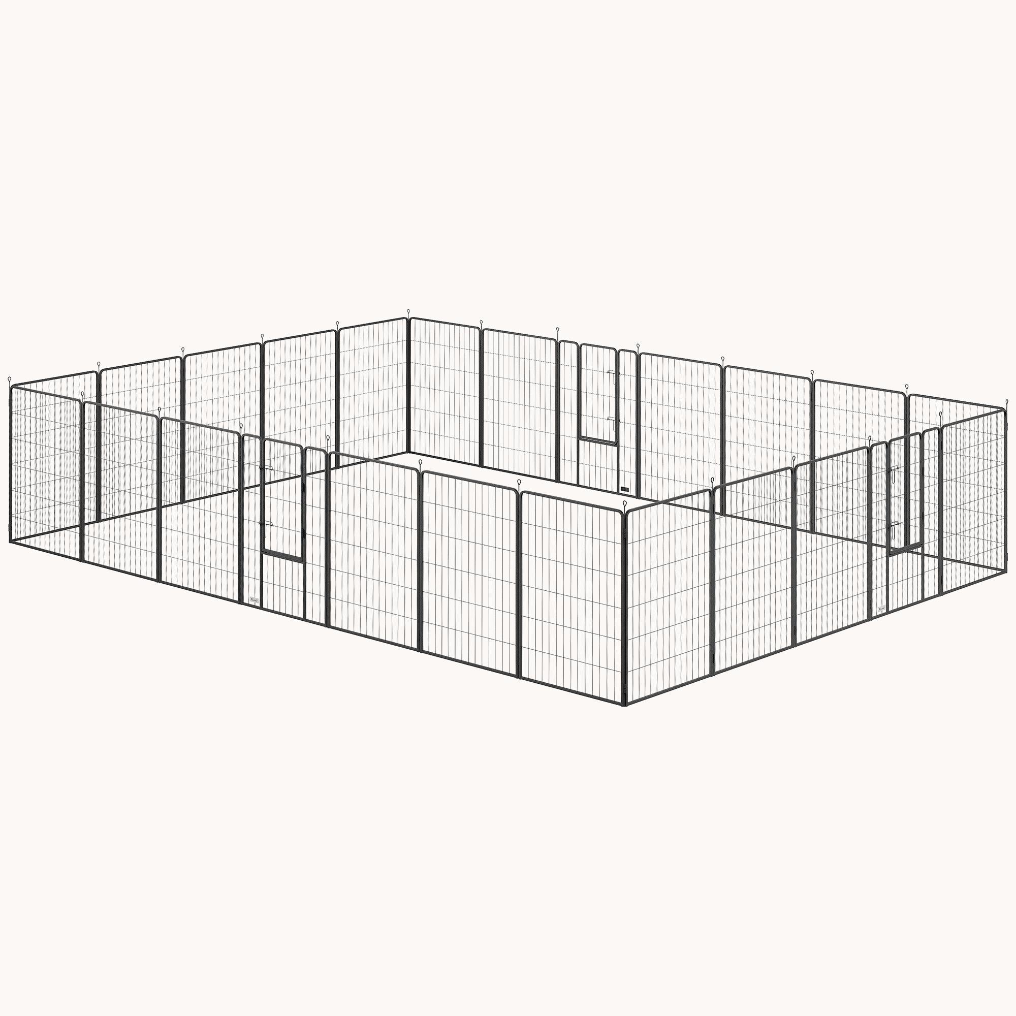 44.5" H 24 Panels Customizable Indoor/Outdoor Dog Playpen with Lockable Door