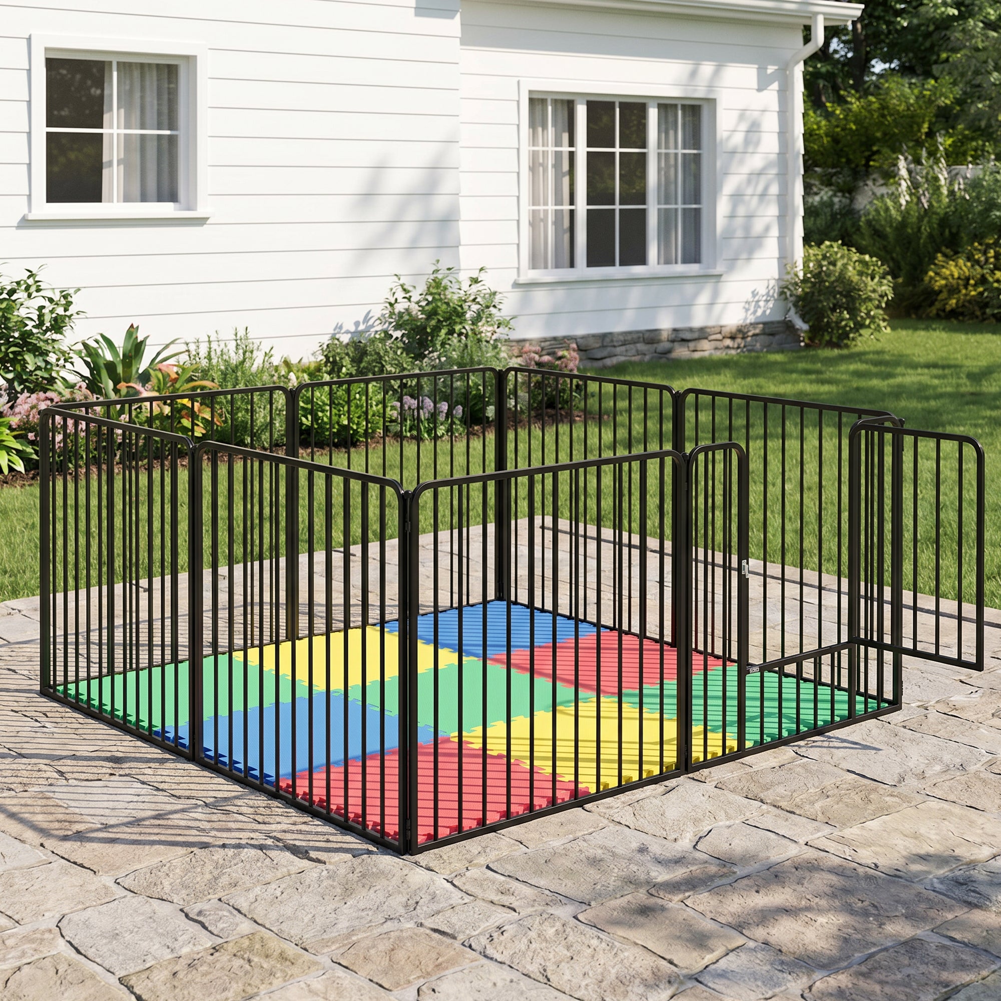 8 Panel 80cm Height Heavy Duty with Vertical Bars & Mountable Design