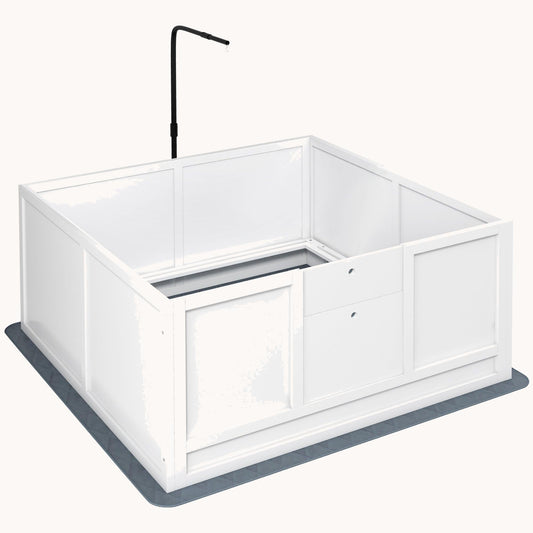 Whelping Box for Puppies with Light Stand, Pig Rail & Adjustable Door, 41" x 39"