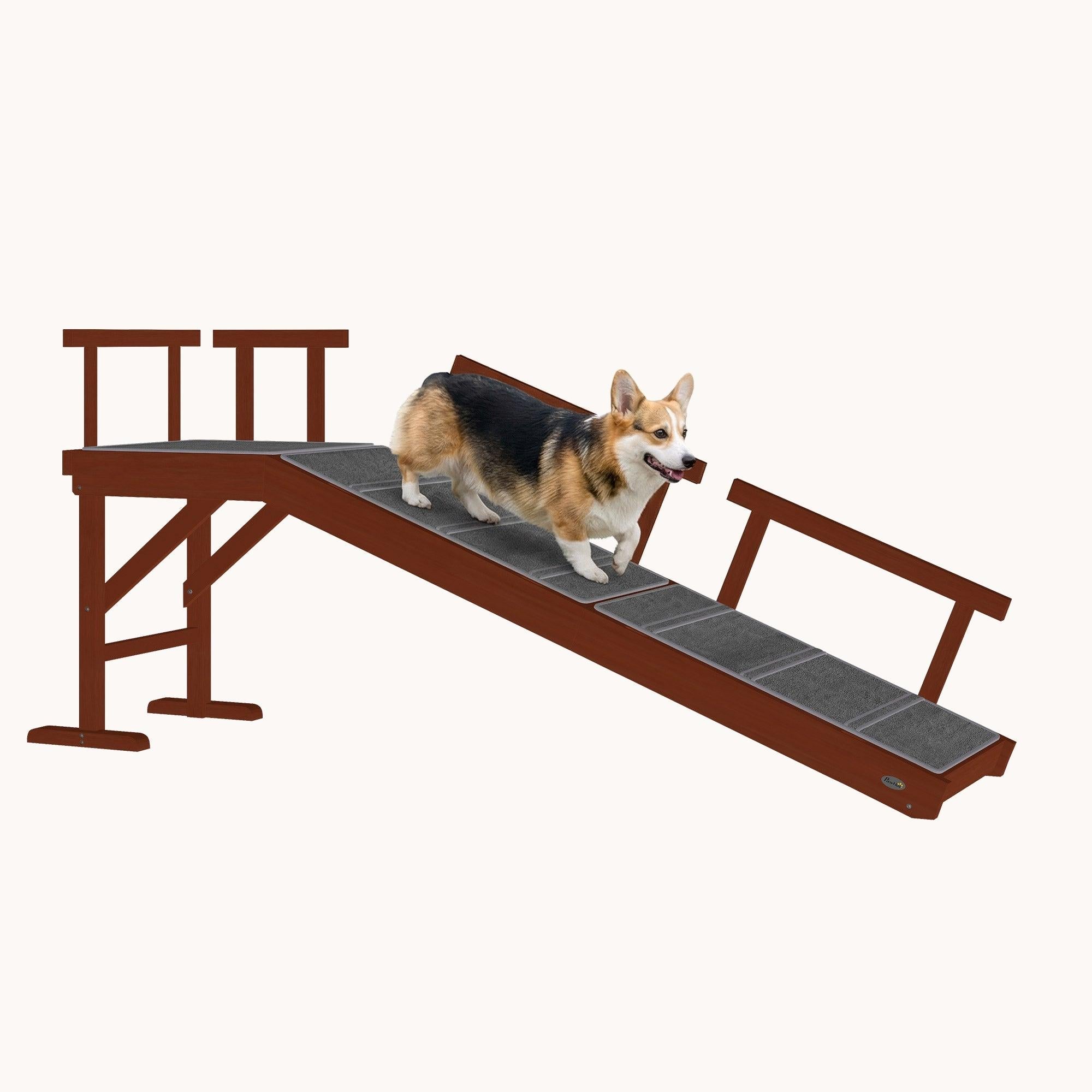 60" Dog Ramp for Bed/Couch with Removable Guardrails & Non-Slip Surface