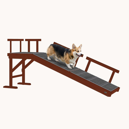 60" Dog Ramp for Bed/Couch with Removable Guardrails & Non-Slip Surface